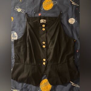Future Collective Black Top with Button Detail